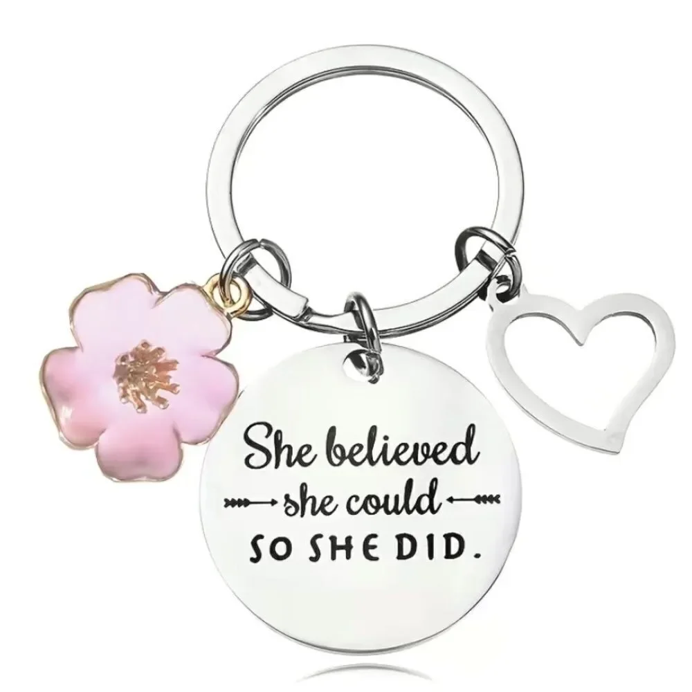 🌸 She Believed She Could So She Did Bag Charm Keychain 🌸